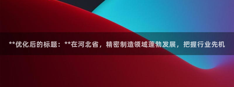 彩神ii官方网：**优化后的标题：**在河北省，精密制造领域蓬勃发展，把握行业先机