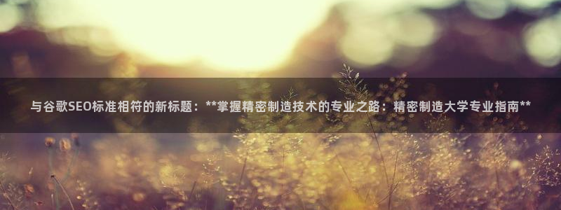 彩神骗局：与谷歌SEO标准相符的新标题：**掌握精密制造技术的专业之路：精密制造大学专业指南**