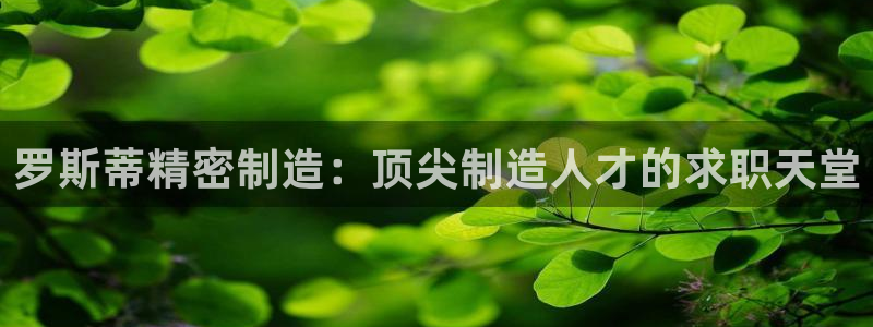 彩神平台能提现吗：罗斯蒂精密制造：顶尖制造人才的求职天堂