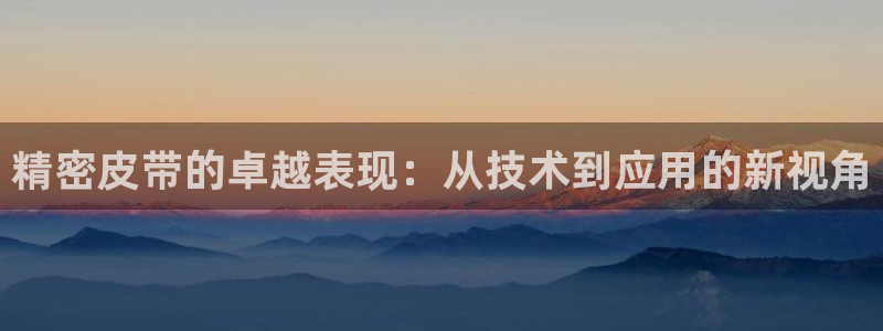 彩神8app官方下载：精密皮带的卓越表现：从技术到应用的新视角